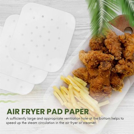 100 feuilles de papier sulfurisé carrées pour friteuse à air chaud - Papier sulfurisé pour cuisson vapeur (1/5)