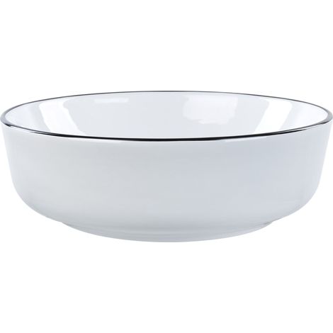 Lavabo bagno classico ovale in ceramica lucida ⌀ 42 cm bianco con bordo nero Xert