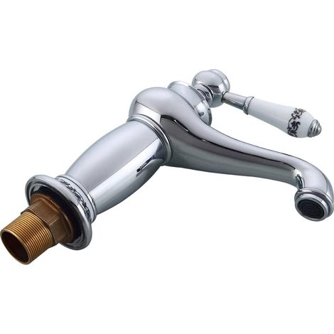 Robinet pour vasque - 20 cm - cuivre - chromé - monocommande (1/5)