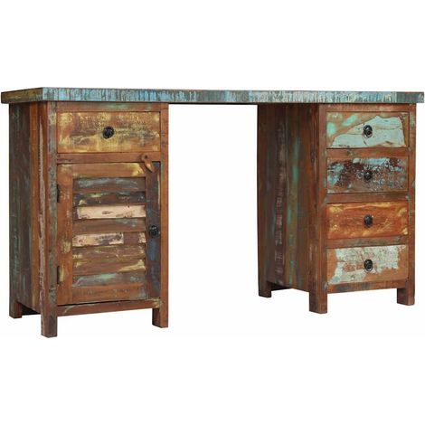 Maison Exclusive - Scrivania a Colonna in Legno Massello di Recupero 140x50x77 cm (1/5)