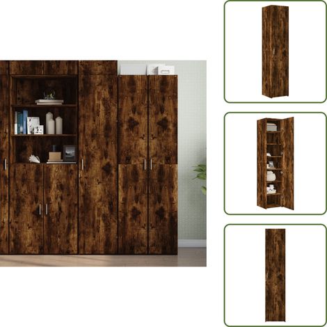 Räuchereiche - vidaXL Highboard Räuchereiche 40x42,5x185 cm Holzwerkstoff - Hochschrank Holz (1/5)