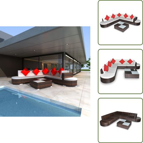 Muebles exteriores - vidaXL Set muebles de jardín 8 piezas y cojines ratán sintético marrón - Salón de ratán
