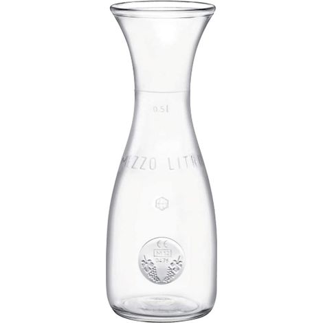 BROCCA CARAFFA IN VETRO COLLO D'OCA PER ACQUA E VINO MISURA 500 ML