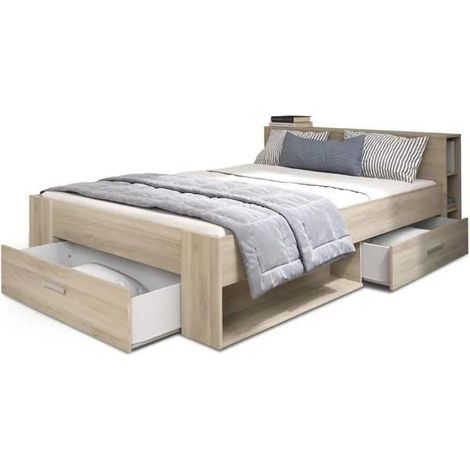 Demeyere Modernes Bett aus Holz und Weiß 160 x 200 cm