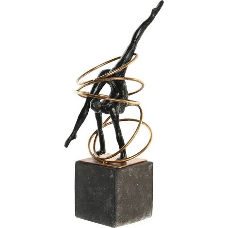 Statuette gymnaste moderne noire et dorée en résine métal - noir avec détails dorés (1/3)