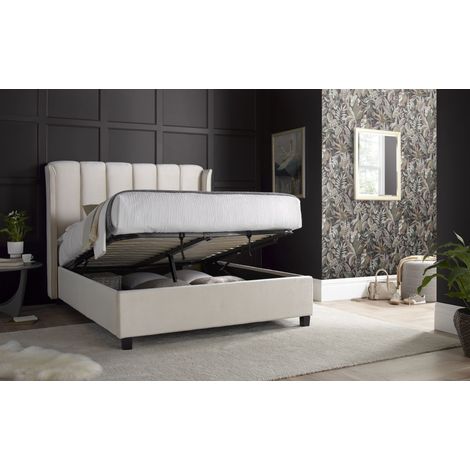 Aurora Warmstone Velvet Ottoman Bed Double (1/5)