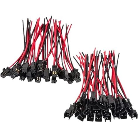 Lot 10 Paires Connecteurs JST SM 2 Broches, Mâle Femelle, LED Downlight Plafonnier, Fil 10 cm, Cuivre, PVC, 3A (1/5)
