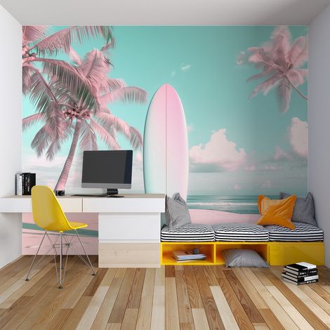 Papier Peint Tropical - Surf et Palmiers - 150 x 250 cm (1/2)