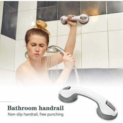 Barre de maintien ventouse 30 cm – Antidérapante jusqu'à 85 kg – Plastique ABS et acier inoxydable – Pour douche et baignoire (1/5)
