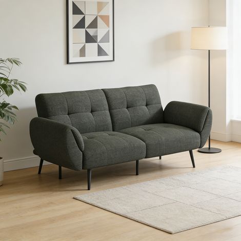 Canapé-lit 3 places,canapé en lin de style moderne,adapté aux salons/bureaux（gris,195 cm)