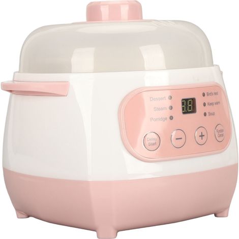Olla eléctrica de cerámica inteligente de 1 litro y 200 vatios con sistema anti-quemado en seco, apta para cocinar gachas, arroz y sopas, enchufe estándar europeo, 220 voltios. (1/5)
