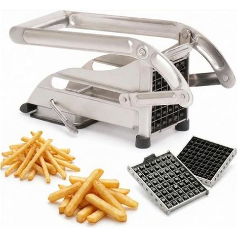 Coupe-frites inox 2 grilles – Coupe nette et régulière – Bras de levier ergonomique – Dimensions 26x12.5x9 cm (1/5)