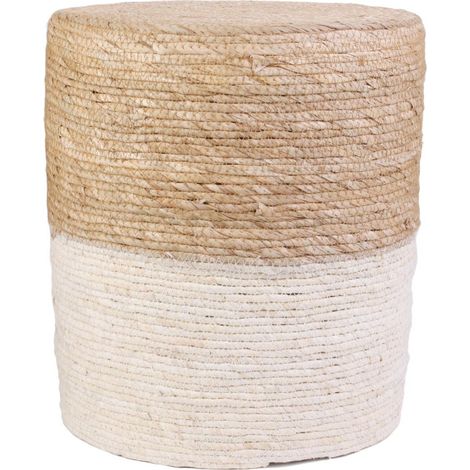 The Home Deco Factory – Lot de 2 poufs tressés en jute – Couleur beige – Design chaleureux pour salon ou chambre – Siège d'appoint léger et élégant (1/10)