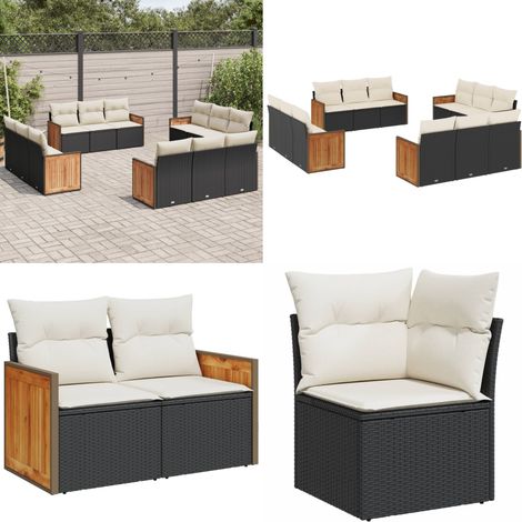 12-tlg. Garten-Sofagarnitur mit Kissen Schwarz Poly Rattan - Gartengeset - Gartenmöbelset - Rattan Möbel - Lounge Set - Gartenlounge - Home & Living (1/5)