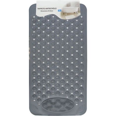 Cleafe - Tappeto Tappetino Antiscivolo Grigio Per Vasca Da Bagno Doccia 67 X 36 Cm 87558 - (1/3)