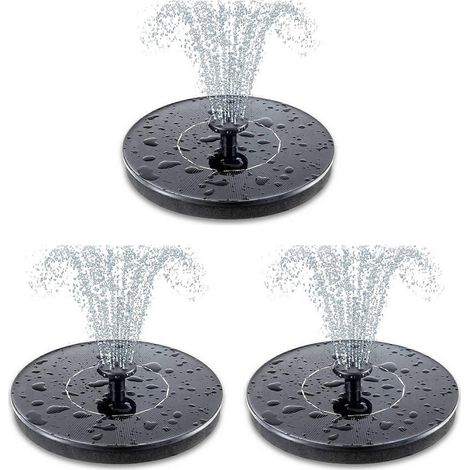Trois pompes de fontaine à bain d'oiseaux alimentées à l'énergie solaire, fontaine solaire améliorée de 3,5 W avec six buses, alimentation solaire flottante indépendante. (1/5)