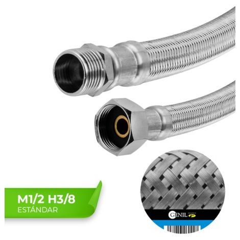 Tuyaux en acier inoxydable standard M1/2 H3/8 25 cm, lot de 10 unités (1/4)