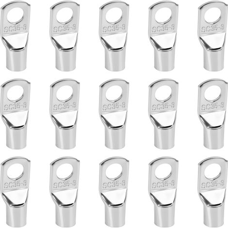 Cosses de Câble 35 mm² M8, Cosses Électriques, Cosse Électrique Non Isolée en Cuivre Épais, Surface Étain, Cosse Batterie Résistante à l'Oxydation pour Connexions Puissance et Automobiles (1/5)