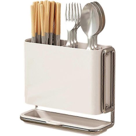 Porte-couverts mural en acier au carbone, support de rangement pour baguettes sans perçage, rangement multifonctionnel pour ustensiles de cuisine avec une bonne ventilation. (1/5)