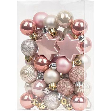 Set di 30 decorazioni per l'albero di Natale - palline di Natale color oro chiaro da 3 cm - palline decorative assortite (1/4)