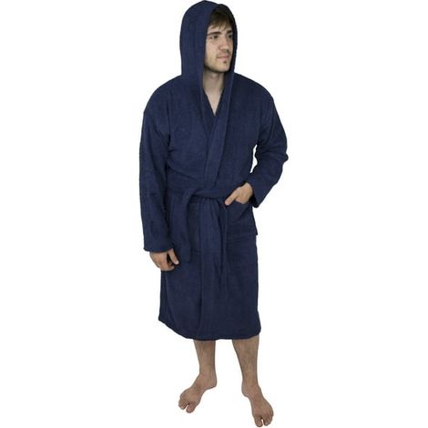 Peignoir Homme Coton Éponge Luxe 100% Avec Capuche Châle, Sortie de Bain Spa, Séchage Rapide, Grande Taille, Robe de Chambre Homme (1/5)