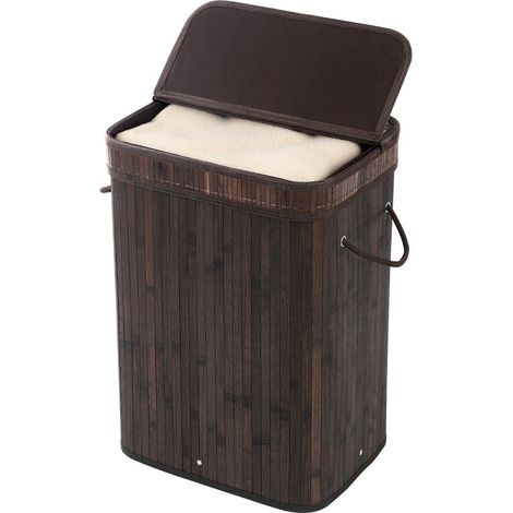 CALICOSY - Panier à Linge en Bambou Marron - L40 cm (1/7)