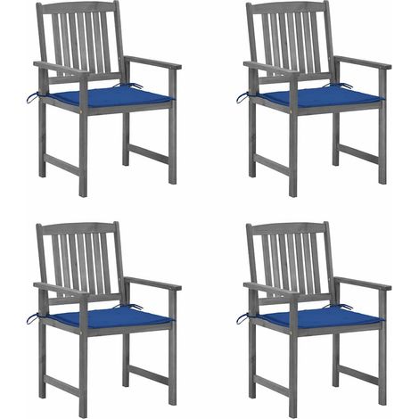 Lot de 4 Chaises de jardin avec coussins - Chaises d'extérieur pour terrasse/jardin Gris Bois d'acacia massif BV147694 - BonneVie (1/5)