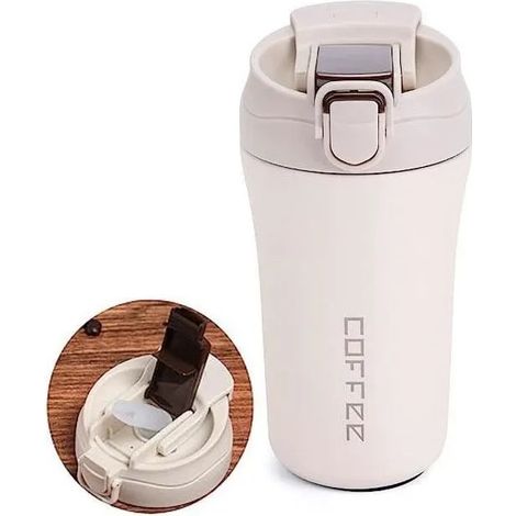 Tasse caf - Non spcifi - Voyage - Acier inoxydable - Double paroi - Couvercle avec paille blanc blanc CAFETIERE (1/4)