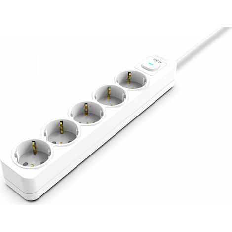 INCA Steckdosenleiste IPW-44GB 5fach, LED Anzeige Kinderschutzfunktion Weiß 1,5m