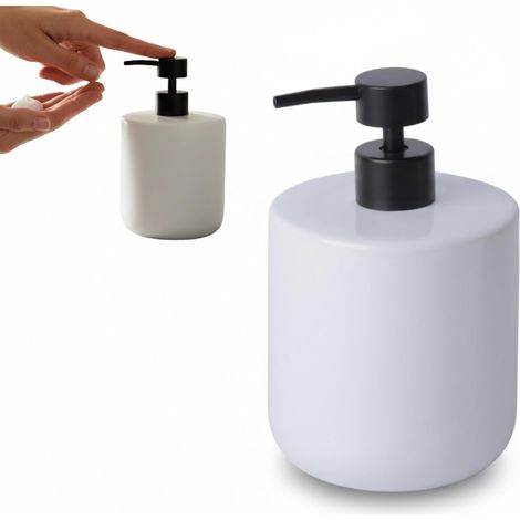 1 - Distributeur De Savon - Céramique - Pompe ABS Anti-Rouille - Grande Capacité 690 ML - Pour Cuisine Et Salle De Bain - Blanc - 17x10,5cm (1/5)