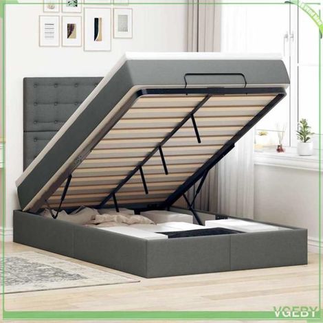 Cadre de lit ottoman - 3313307 - Gris foncé - 120x190 cm - Rangement hydraulique (1/5)