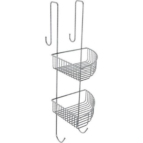 Trade Shop - MENSOLA DA BAGNO DOCCIA ANGOLARE A 2 RIPIANI IN METALLO CROMATO DA APPENDERE 87821 -