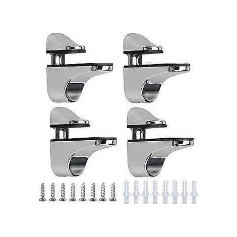 Pices Support de Tablette en Verre,Rglables Alliage de Zinc Poli Salle de Bains tagre en Verre pour Le Verre Et Les Planchers En Bois Jusqu' 3-23 mm (1/5)