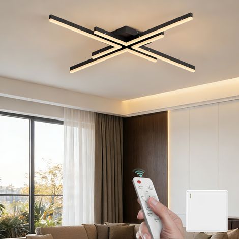 Mai & Mai Plafoniera LED Soffitto 48W, Lampadario LED Soffitto 3000K - 6400K Illuminazione a Soffitto Moderna per Camera da Letto Sala Cucina Bagno Corridoio, Nero Sabbia, Alivetta25039 (1/5)