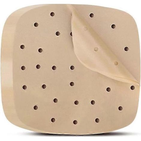 100 feuilles de papier sulfurisé perforées carrées pour friteuse à air chaud, 21,5 x 21,5 cm (1/5)