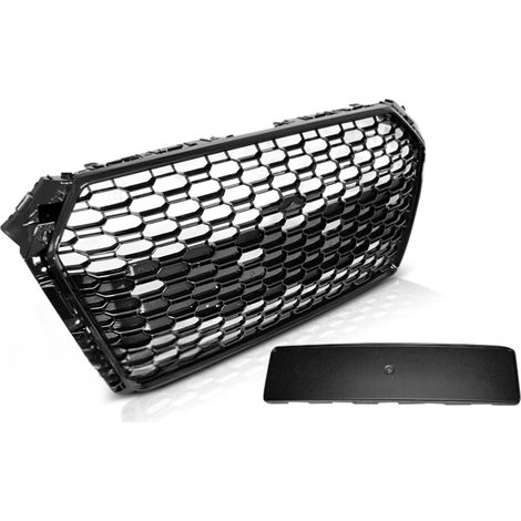 Calandre Avant pour Audi A4 B9 de 2015 a 2019 Look Sport Noir brillant-31777602 (1/5)