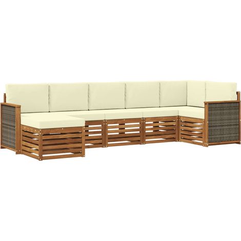 Sectional Sofa Set with Cushion 6 pcs Natural and Cream vidaXL (1/5)