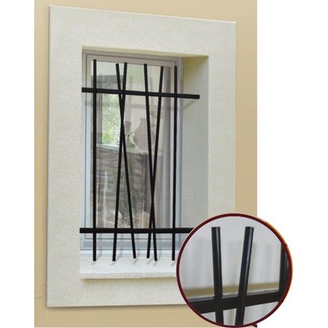 DMS – Grille de défense pour fenêtre en acier prépeint – Hauteur 45 cm – Largeur 40 cm – Installation facile entre tableaux