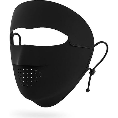 Masque en soie glacée pour femme - Respirant et rafraîchissant - Pare-soleil amovible - Protection UV - Avec attaches d'oreilles et bandeau (1/5)