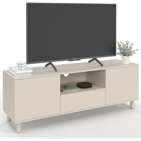 Porta TV BERTILLE 140 cm con 3 ante in legno beige