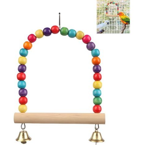 Bird Swing, Natural Wood, Parrot Toy, Cage Accessory, For Cockatiel (1/5)