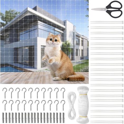 Filet de balcon pour chat - 10 x 3 m - En nylon - Contre les pigeons - 2,5 cm - Filet de protection contre les pigeons (1/5)