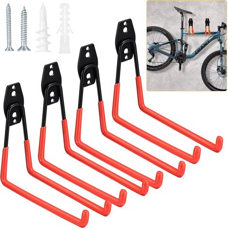 Lot de 4 Crochet Mural Garage, Long Crochet de Rangement Garage, Crochet Garage Charge Lourde pour Organiser les Outils de Garage, les Outils électriques, les Chaises, les Vélos, les Cordes (1/5)