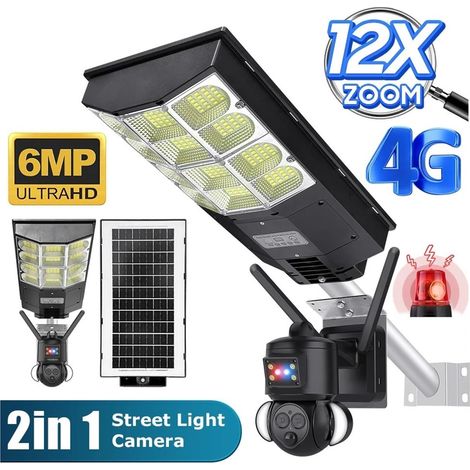 Telecamera di sorveglianza solare per esterni 3K 6MP, batteria 4G, 360°, WiFi, visione notturna, sorveglianza PIR (luce telecamera 4G) (1/4)