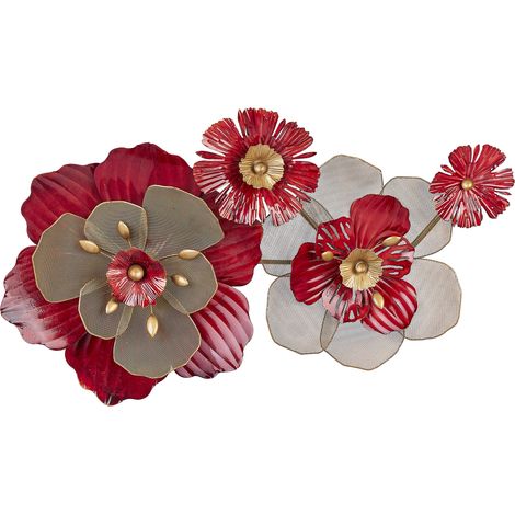 Decoración de pared de metal rojo dorado 88 x 45 cm geométrico floral Scandium