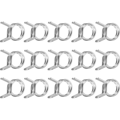 15Pcs 10mm/0.39inch Diamètre Intérieur Double Fil Collier De Serrage À Ressort, Clips À Ressort Ajustables En Acier Inoxydable Pour Tuyau Ligne De Carburant Tube En Silicone (1/5)
