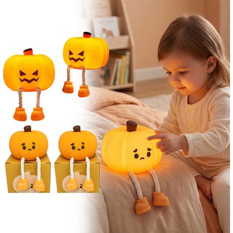 Halloween-Kürbis-Nachtlichter – Lustige und niedliche Kürbis-Dekorationen für Kinderzimmer und Schlafzimmer – Traurige Kürbisse 2 -- DE (1/5)
