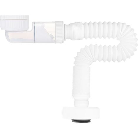 Flexible Sink Drain Siphon 1 1/4 Inch, 360° Extendable Syphon for Bathroom Sink, Adjustable Anti-Odour, Space Saving Siphon, Kitchen Sink, for Bathroom, Kitchen