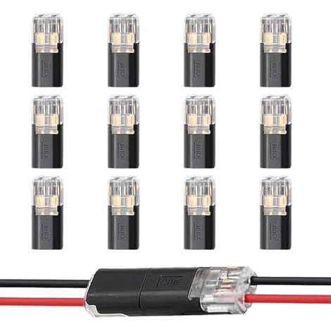12 Pièces Connecteur Etanche 2 Fils, Electrique Rapide, Épissure Broches de Prise Automatique Étanches pour Câbles 18-22 AWG Conformes à UL-94-V0 Véhicules, LED - (1/5)