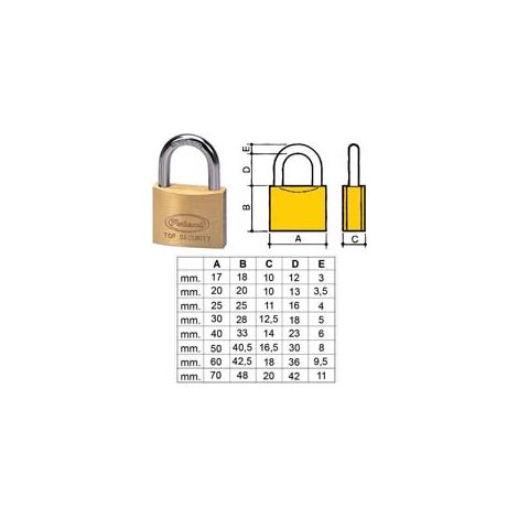 LUCCHETTO OTTONE ARCO NORMALE 2700- - mm.20 (2720) - 12 pezzi POTENT
